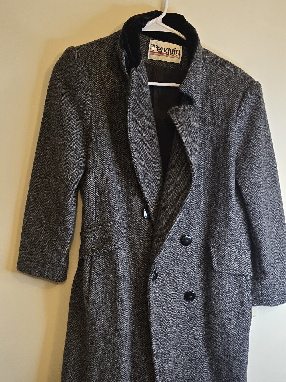 Original Penguin Gray Herringbone Double-Breasted Pea Coat
